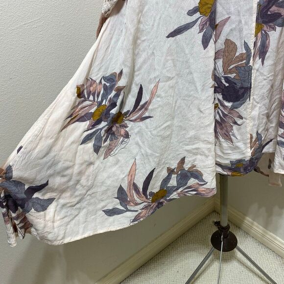 Free People Tree Swing Mini Dress Tunic Top Floral Beige Oversized Size Small - Picture 4 of 7